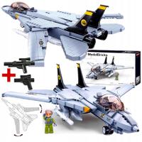 Klocki Samolot Grumman F-14 Tomcat MYŚLIWIEC USA WOJSKO + 2 LEGO BROŃ