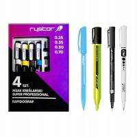 Rapidograf Zestaw kreślarski Professional 4 szt. + GRATIS