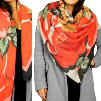 CIEPŁA CHUSTA damska DUŻY szal Z BAWEŁNĄ jesienny szalik - DUŻO WZORÓW