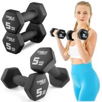 Набор гантелей 2x5 кг, чугунные гантели для упражнений, виниловые спортивные гантели Trex