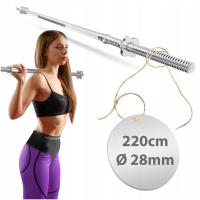 Gryf prosty 220CM / 28MM stalowy sztanga do ćwiczeń zaciski pełny fitness