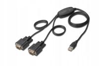 Digitus Konwerter/Adapter USB 2.0 do 2x RS232 (DB9) z kablem USB A M/Ż dł. 1,5m