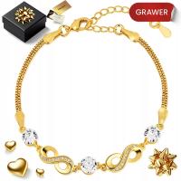 ZŁOTA BRANSOLETKA DAMSKA 585 NIESKOŃCZONOŚĆ Z KRYSZTAŁAMI DLA KOBIETY