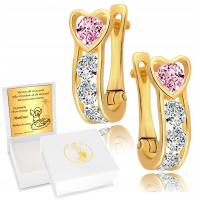 Золотые серьги 333 сердца английский Застежка Крещение Причастие гравер