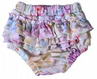 Bawełniane BLOOMERSY Dziewczęce FALBANKI KWIATKI rozmiar 68 cm