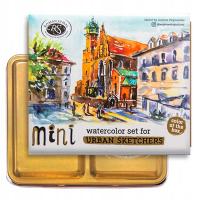 Mini Urban Sketchers Set GOLD, akwarele Aquarius 8 kol. ROMAN SZMAL