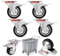 ZESTAW KÓŁKA 4SZT OBROTOWE JEZDNE KOŁA HAMULEC MAŁE 400 KG GUMOWE DO WÓZKÓW