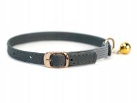 Кожаный ошейник для кошек Smoky Blue с гравировкой