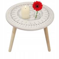 STOLIK KAWOWY NOWOCZESNY AŻUR ORNAMENT KWIAT OKRĄGŁY ŁAWA DO SALONU