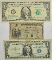 20.bu.Zest.USA, Banknoty szt.3, St.3/3+