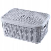 POJEMNIK PUDEŁKO Z POKRYWKĄ DO PRZECHOWYWANIA 6L KOSZYK ORGANIZER BOX SZARY