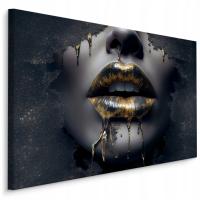 Картина холст женское лицо абстракция губы 120x80