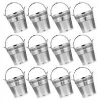 12SZT METALOWE MAŁE WIADERKA PARTY SREBRNE SŁODYCZE I DROBIAZGI