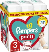 Pieluchomajtki dla dzieci Pampers Pants rozmiar 3 204 szt. MEGA OPAKOWANIE