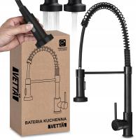 Bateria kuchenna elastyczna obrotowa wylewka wysoka kran do umywalki czarna