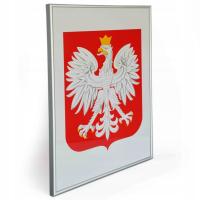 Официальный польский герб 30x21 в серебряной рамке Alu