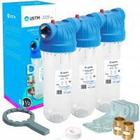 ZESTAW FILTR DO WODY WSTĘPNY DO DOMU 3 STOPNIOWY KORPUS 1/2 CALA DN15 USTM