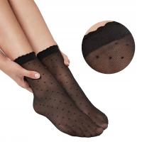Черные женские короткие тонкие носки в горошек 20 DEN
