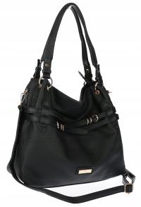 Torebka Damska Shopper Worek Pojemna A4 Modna na Ramię Torba CH9911 Czarna