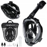 Maska do nurkowania Activ/Space pełnotwarzowa z rurką czarna