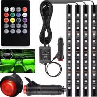 Paski LED 12V RGBW z pilotem wodoodporne IP65 do wnętrza samochodu