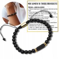 Bransoletka Turmalin Obsydian czarny kamień szczęścia na sznurku REGULACJA