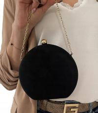 Zamszowa wizytowa torebka kopertówka CZARNA na wesele