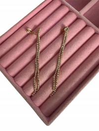 Золотые длинные висячие клипсы, инкрустированные кубическим цирконием c50