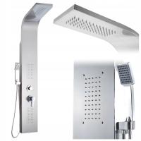 Panel prysznic bateria deszczownica hydromasaż zestaw prysznicowy srebrny