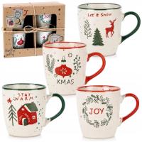 Kubki świąteczne 200 ml komplet 4 sztuk ZESTAW KUBKÓW NA ŚWIĘTA NA PREZENT