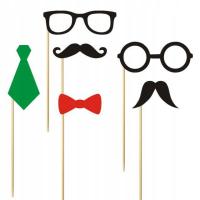 Karteczki na patyczku mucha krawat wąsy na party