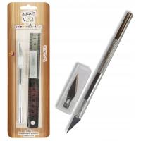 NOŻYK DO PAPIERU RZEMIEŚLNICZY + OSTRZA I LINIJKA 15cm NOZ-1106 ALIGA