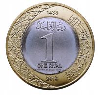 ARABIA SAUDYJSKA 1 RIYAL 2016 - AH1438 SZEJK BIMETAL MENNICZA