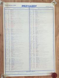 ORYGINALNY PLAKATOWY ROZKŁAD JAZDY PKP PRZYJAZDY 1973