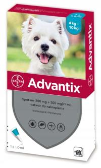 Advantix dla psów od 4 do 10kg 1,0ml x4szt