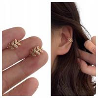 Kolczyki Kolor Złote Listki Kółka Nakładki Nausznice Na Ucho Chrząstkę