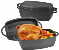 BRYTFANNA 3,8 L ŻELIWNA Głęboka z Pokrywą Grillową INDUKCJA GAZ PIEKARNIK