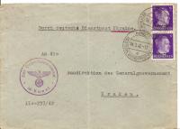 GENERALNE GUBERNATORSTWO -UKRAINA -koperta -KOWEL -obieg 1942 rok