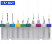 10 szt. mini wiertła 0,1 - 1,0 mm profesjonalny zestaw PCB modelarski CNC