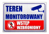 TABLICZKA TABLICA Nierdzewna TEREN MONITOROWANY 31x21cm DIBOND DRUK UV