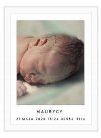 Metryczka noworodka dziecka plakat zdjęcie a4