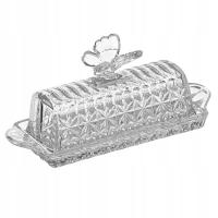 MASELNICA Z POKRYWKĄ KRYSZTAŁOWA BOHEMIA MOTYLEK 20,5x8,5 CM