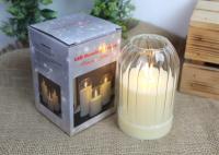 świeca led w szkle karbowana ze skaczącym płomieniem 12 x 7,5 cm BIAŁA SBU-