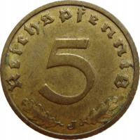 3029. Niemcy III Rzesza 5 Reichspfennig 1937 J