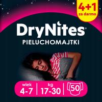 HUGGIES Pieluchomajtki noc dziewczyna DryNites 4-7 lat (17-30kg) 4+1 gratis
