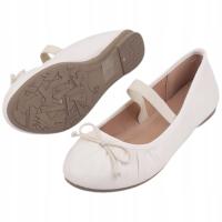 Białe balerinki damskie wsuwane płaskie baleriny wkładka ekoskóra półbuty