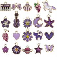 Zestaw zawieszek do robienia biżuterii bransoletki motywy fioletowy 18szt.