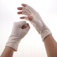 Jedwabne, rozciągliwe rękawiczki z półpalcem UV chroniące przed słońcem, bez palców, beżowe