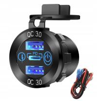 ЗАРЯДНОЕ УСТРОЙСТВО ДЛЯ АВТОМОБИЛЯ МОТОЦИКЛА ЛОДКИ 2X USB USB-C FASTCHARGE QC3. 0 30W PD