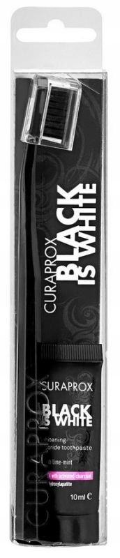 Zestaw Curaprox Black is White, pasta do zębów wybielająca, smak limonkowo-
